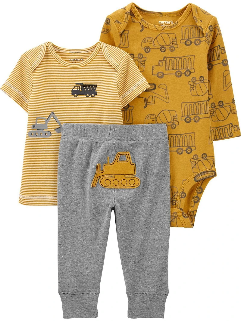 Carter's Child of Mine Newborn boys' 3-piece Set - Yellow Construction