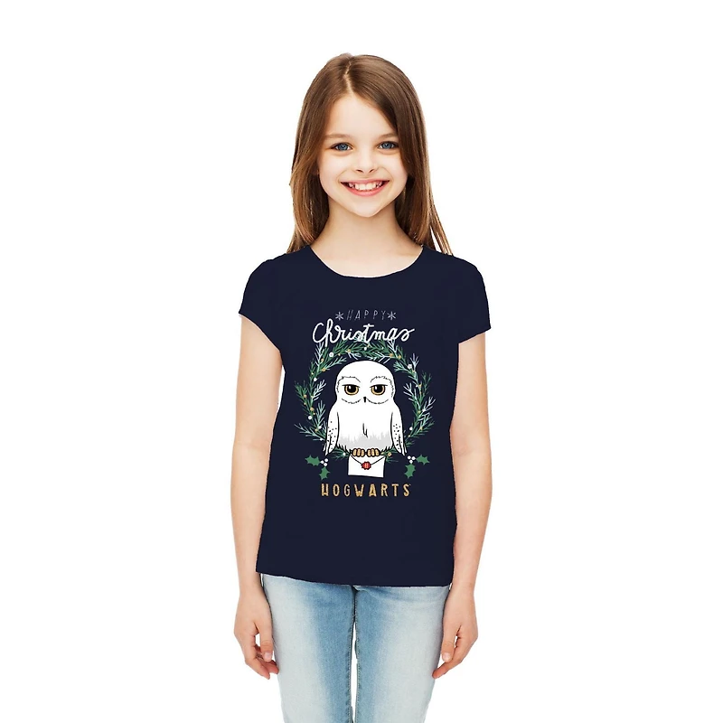 T-shirt à manches courtes Harry Potter pour filles Hedwig Poudlard