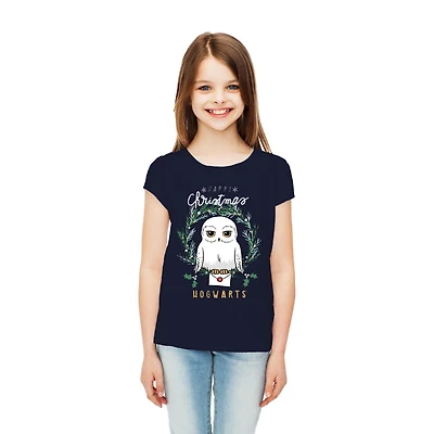 T-shirt à manches courtes Harry Potter pour filles Hedwig Poudlard
