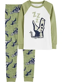 Carter's Child of Mine Kid Boys' Cotton 4-piece Pyjama - Green Skeleton