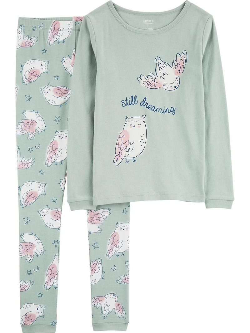 Carter's Child of Mine Kid Girls' Cotton 4-piece Pyjama - Green Birds