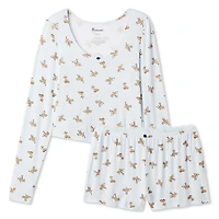 No Boundaries Women's Two Piece Pajama Set