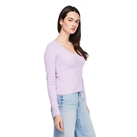 No Boundaries Women's Long-Sleeve Sleep Henley T-Shirt