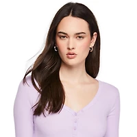 No Boundaries Women's Long-Sleeve Sleep Henley T-Shirt