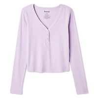 T-shirt à manches longues et col henley No Boundaries pour femmes