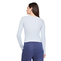 No Boundaries Women's Long-Sleeve Henley T-Shirt