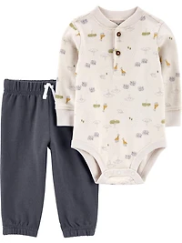 Carter's Child of Mine Infant Boys' Body Suit Pant Set- Scenic Safari