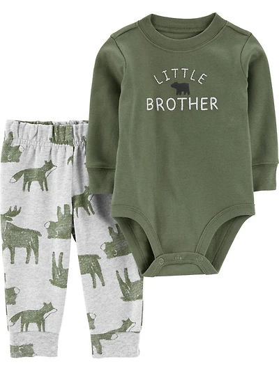 Carter's Child of Mine Infant Boys' Pant Set - Olive Little Brother