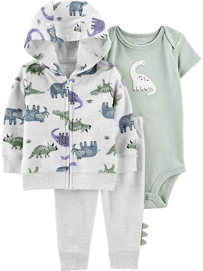 Carter's Child of Mine Newborn boys' 3-piece Set - Grey Green Dino