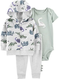 Carter's Child of Mine Newborn boys' 3-piece Set - Grey Green Dino