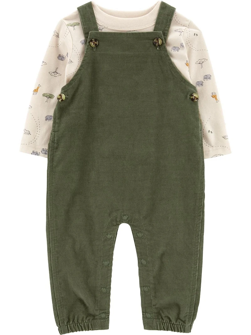 Carter's Child of Mine Newborn Boys' Overall Set - Olive Safari