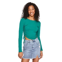 No Boundaries Women's Side Ruched Tee