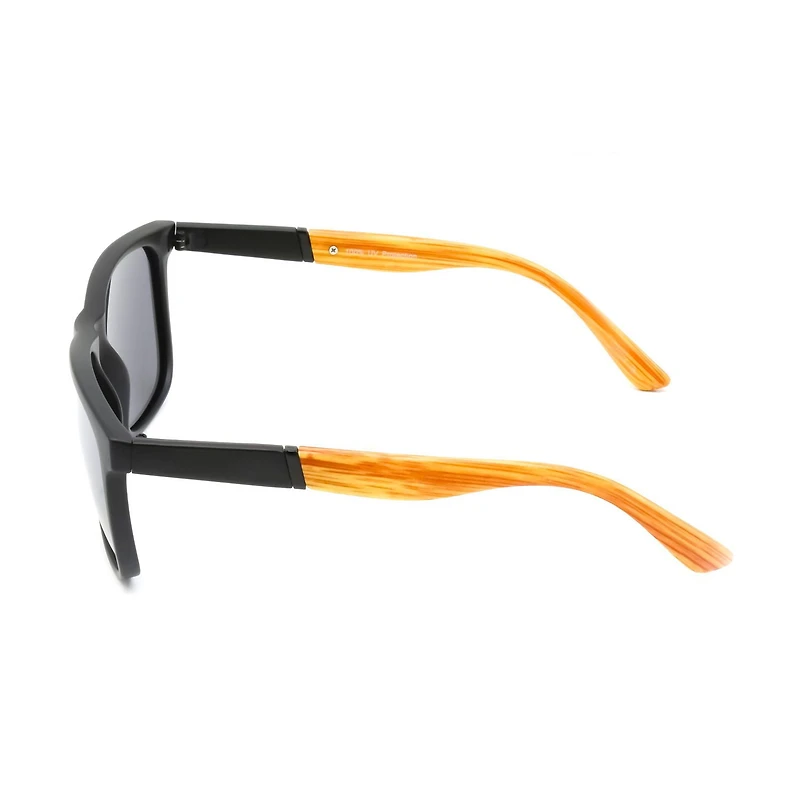 George Men's Black and Wood Square Sunglasses