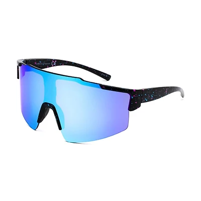 Lunettes de soleil TropicCal pour hommes, noires et bleues, style bouclier