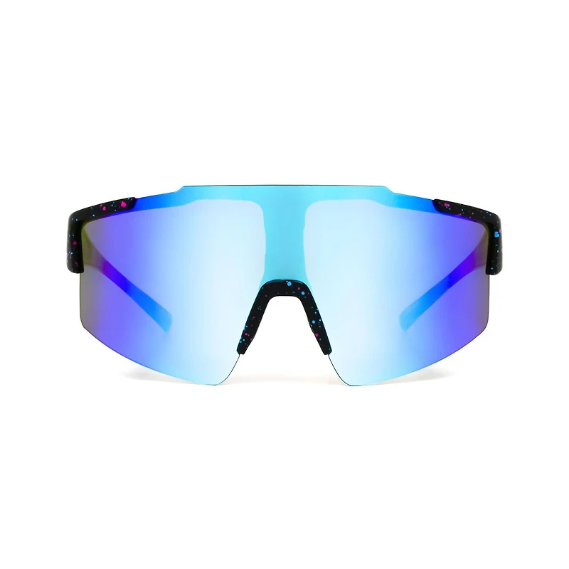 Lunettes de soleil TropicCal pour hommes, noires et bleues, style bouclier