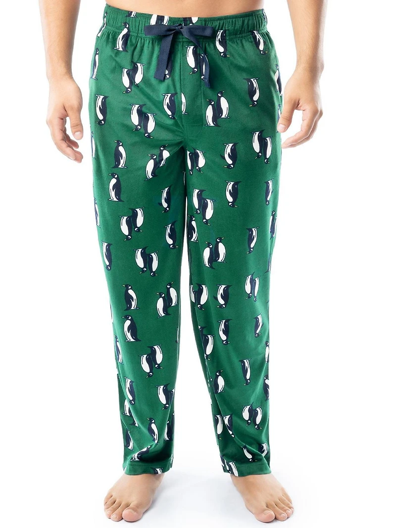 IZOD Men's Silky Fleece Sleep Pant, penguin print