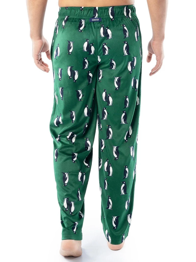 IZOD Men's Silky Fleece Sleep Pant, penguin print