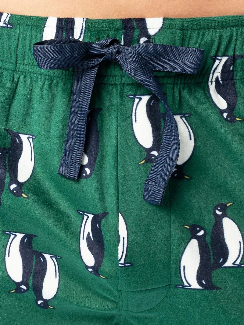 IZOD Men's Silky Fleece Sleep Pant, penguin print