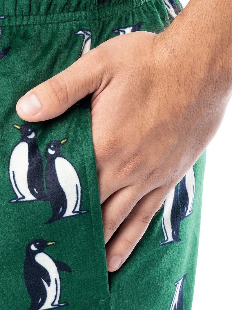 IZOD Men's Silky Fleece Sleep Pant, penguin print