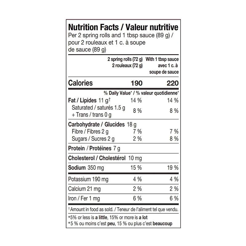 Rouleaux de Printemps philippins Lumpia Au Porc 6 rouleaux de printemps avec 1 paquet de sauce