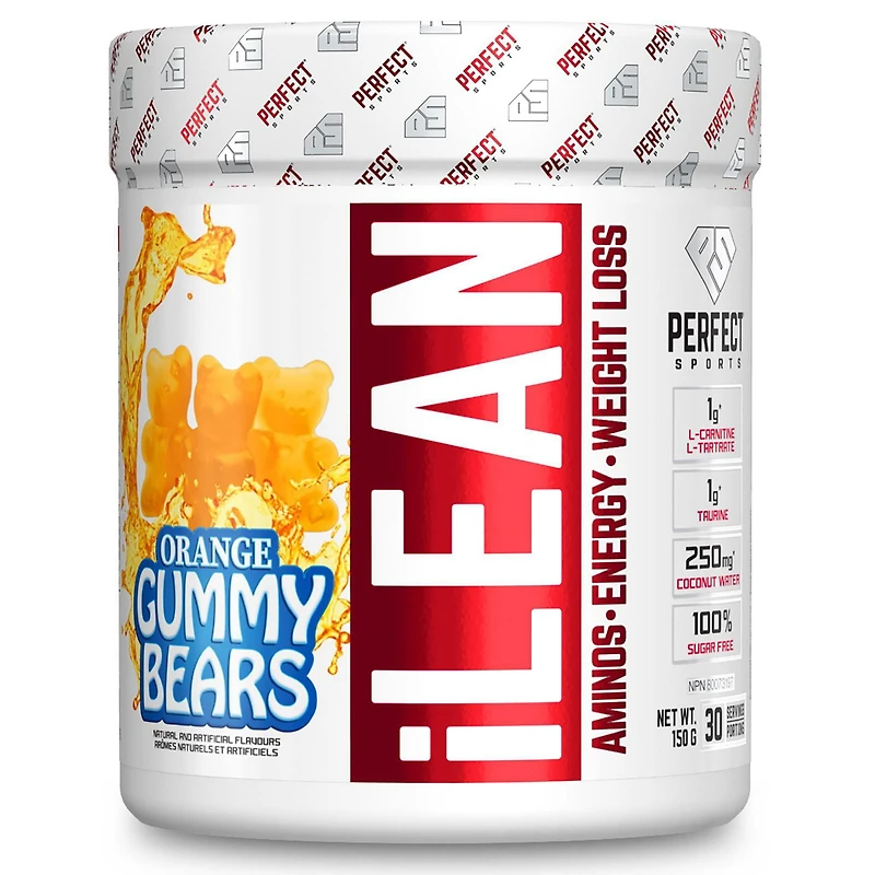 PERFECT Sports - iLean Weight Loss + Energy with Caffeine, L-Carnitine & Taurine - Orange Gummy Bears, 30 servings