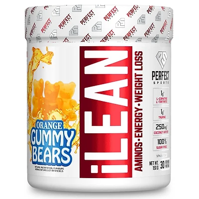 PERFECT Sports - iLean Weight Loss + Energy with Caffeine, L-Carnitine & Taurine - Orange Gummy Bears, 30 servings