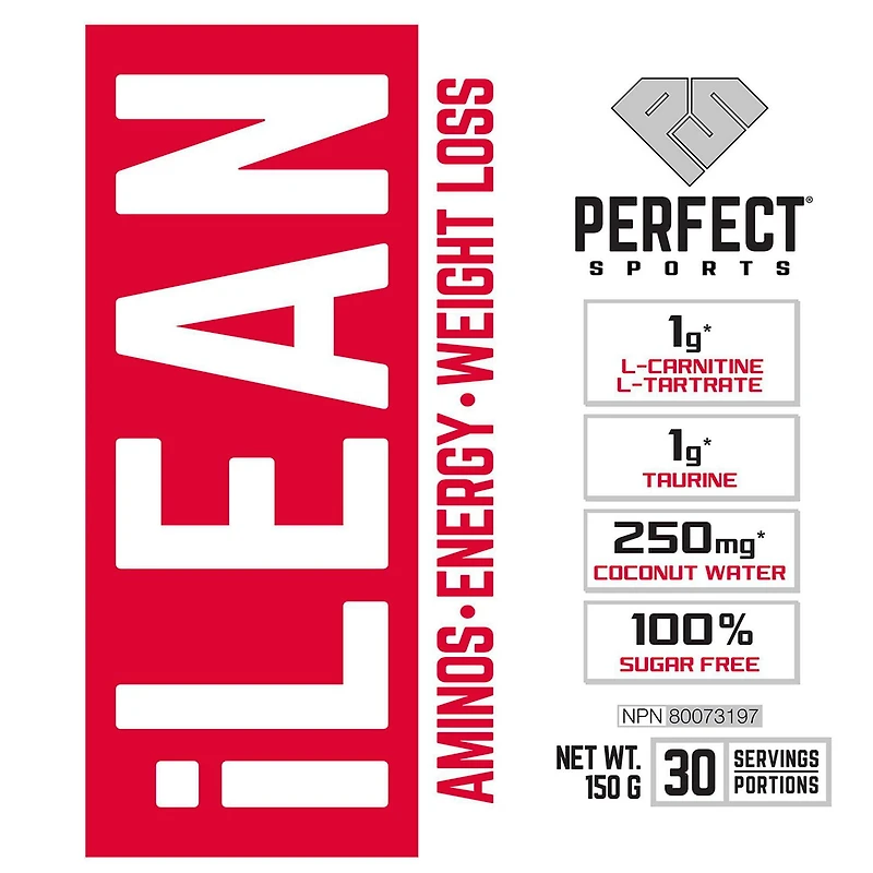 PERFECT Sports - iLean Weight Loss + Energy with Caffeine, L-Carnitine & Taurine - Orange Gummy Bears, 30 servings