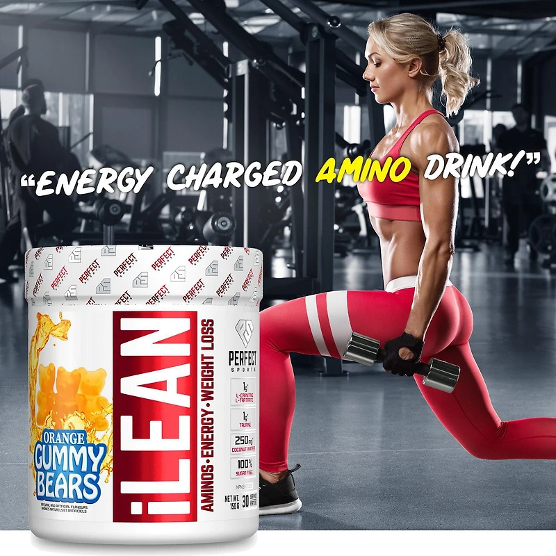 PERFECT Sports - iLean Weight Loss + Energy with Caffeine, L-Carnitine & Taurine - Orange Gummy Bears, 30 servings