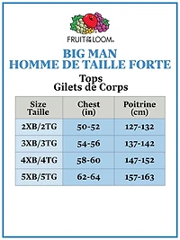 T-shirt en blanc à encolure ras du cou « Big Man » de Fruit of the Loom, paq. de 3 Tailles : 2XB à 5XB