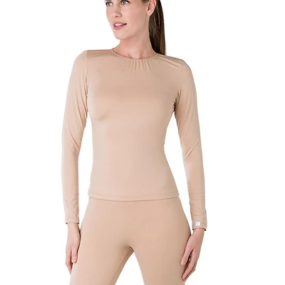 Haut isotherme à encolure ras du cou et manches longues en microfibre Elita pour femme