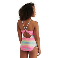 Justice Girls' Open Back One Piece Swimsuit