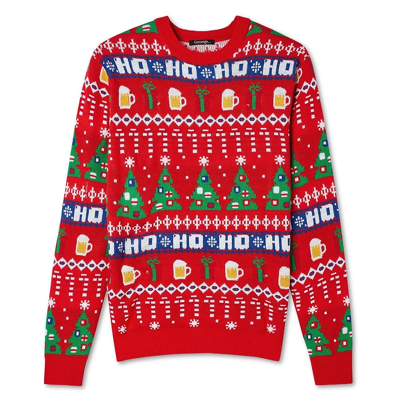 George Men's Christmas Light-Up Sweater