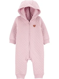 Carter's Child of Mine Newborn Girls' Coverall - Pink Quilted