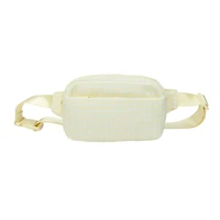 Sac banane multitaille No Boundaries Athleisure, bretelle réglable avec boucle, léger, poches zippées sur le dessus et à l'avant, design compact, tissu Gingham ciré