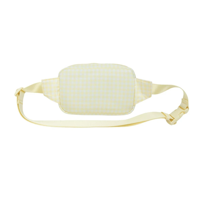 Sac banane multitaille No Boundaries Athleisure, bretelle réglable avec boucle, léger, poches zippées sur le dessus et à l'avant, design compact, tissu Gingham ciré