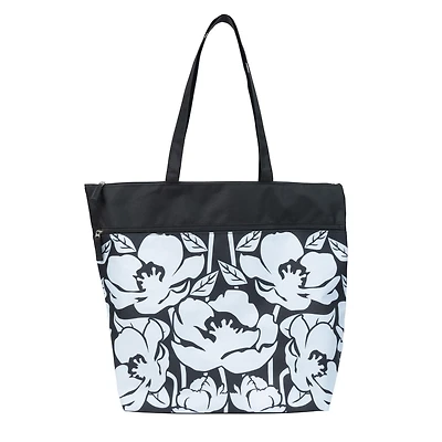 Time And Tru Fourre-Tout En Filet Time & Tru, Grande Ouverture Zippée Sur Le Dessus Et Pochettes À L'Avant Et L'Intérieur, Design Lavable Réutilisable, Avec Bandoulière, Joli Motif Floral