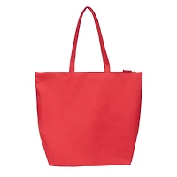 Time & Tru Canada Day Tote Bag, Red and White Print Design, Large Zipper Top Opening with Inner and Front Pockets, Washable Reusable Design with Shoulder Straps