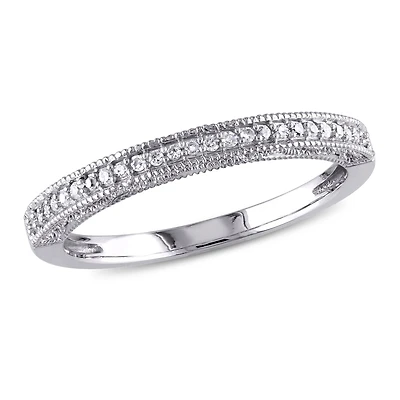 Miabella 0.10 Carat T.W. Diamond 10 K White Gold Wedding Band