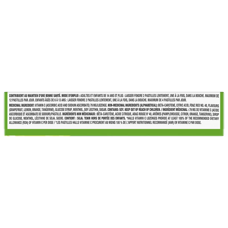 Halls Vitamine C Agrumes Assortis, Bâtonnet De 9 Pastilles
