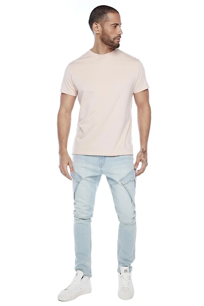 Jeaniologie ™Straight Fit Cargo Jeans - Blue Bleach