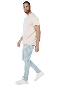 Jeaniologie ™Straight Fit Cargo Jeans - Blue Bleach