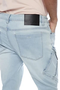 Jeaniologie ™Straight Fit Cargo Jeans - Blue Bleach