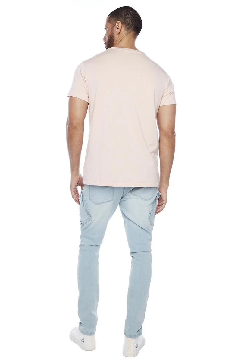 Jeaniologie ™Straight Fit Cargo Jeans - Blue Bleach