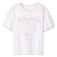 T-shirt avec bordure contrastante Hello Kitty pour filles