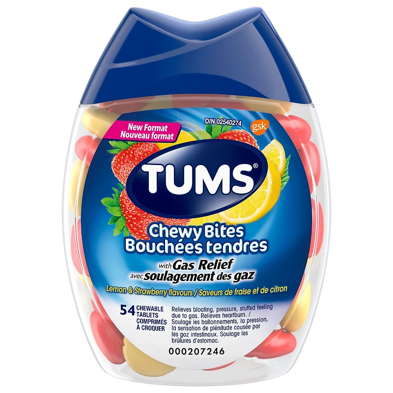 TUMS Bouchées tendres avec soulagement des gaz, 54ct
