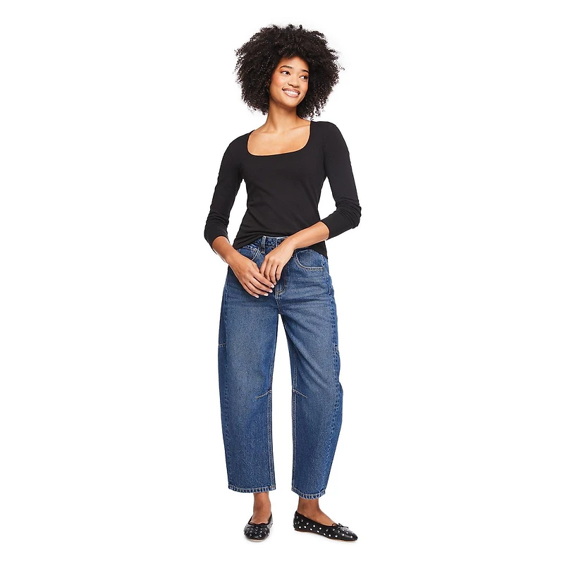 T-shirt à manches longues et encolure dégagée George pour femmes