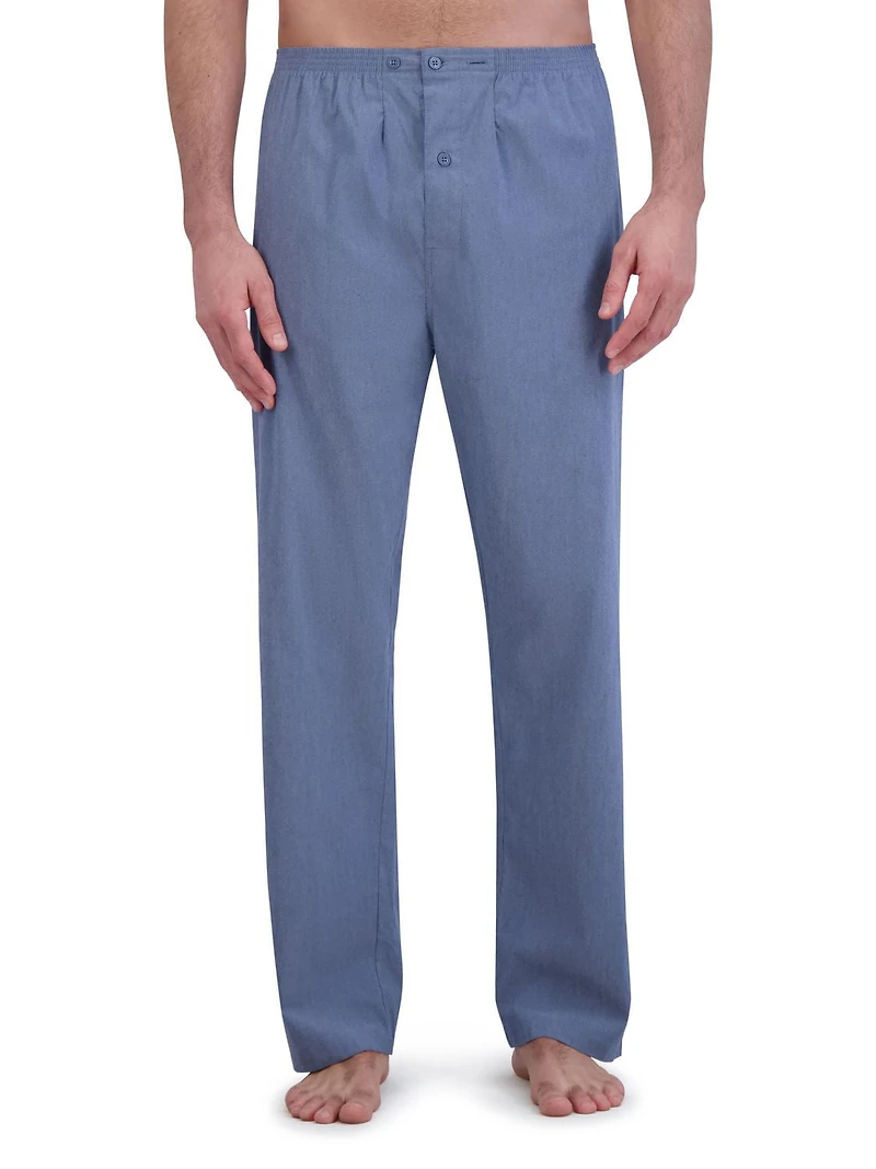 Hanes Men's Stretch Woven Shirt and Pants Pajama Set, 2-Piece