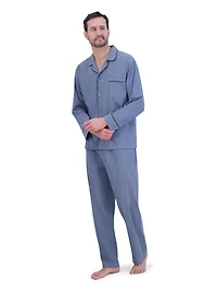 Hanes Men's Stretch Woven Shirt and Pants Pajama Set, 2-Piece