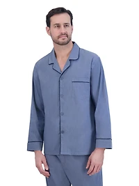 Hanes Men's Stretch Woven Shirt and Pants Pajama Set, 2-Piece