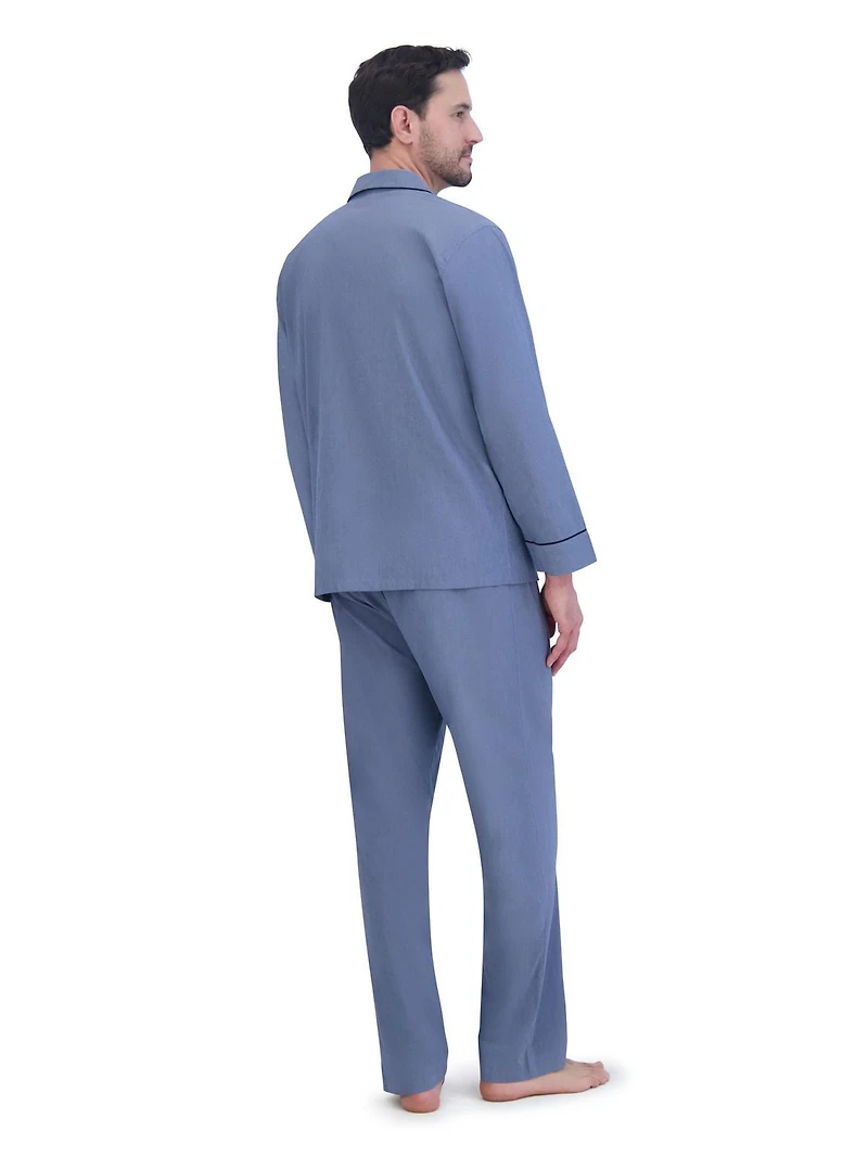 Hanes Men's Stretch Woven Shirt and Pants Pajama Set, 2-Piece